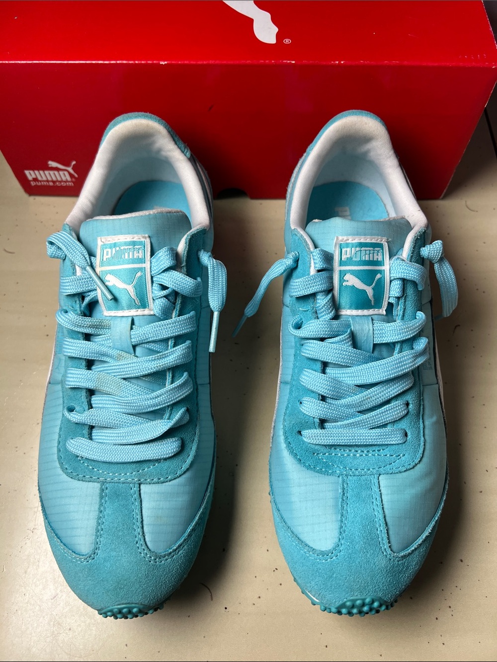 Puma Speeder Women's Aqua Low-Top Lace-Up Sneakers